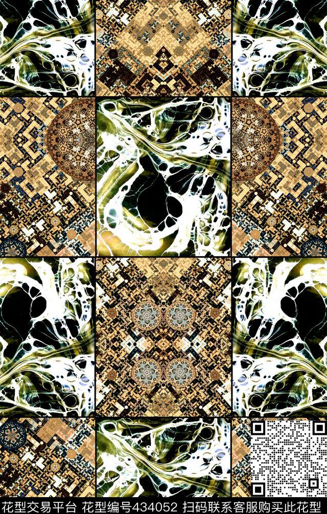 时尚几何肌理数码印花华亿平台下载（图片编号: 434052） - 瓦栏（Walan）