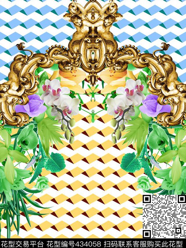 花抽象欧美数码印花华亿平台下载（图片编号: 434058） - 瓦栏（Walan）