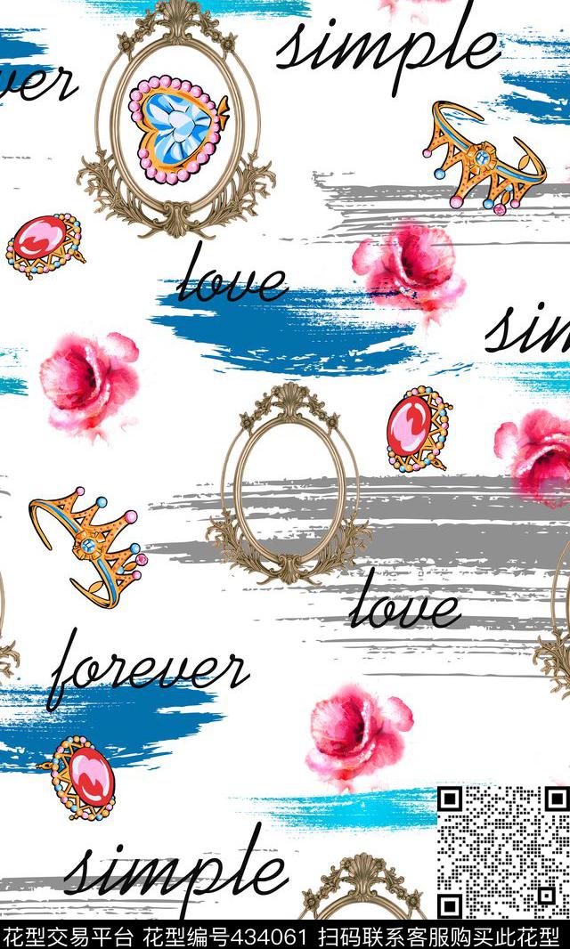 大牌笔触花卉镜框、花卉、笔触创意联想数码印花华亿平台下载（图片编号: 434061） - 瓦栏（Walan）