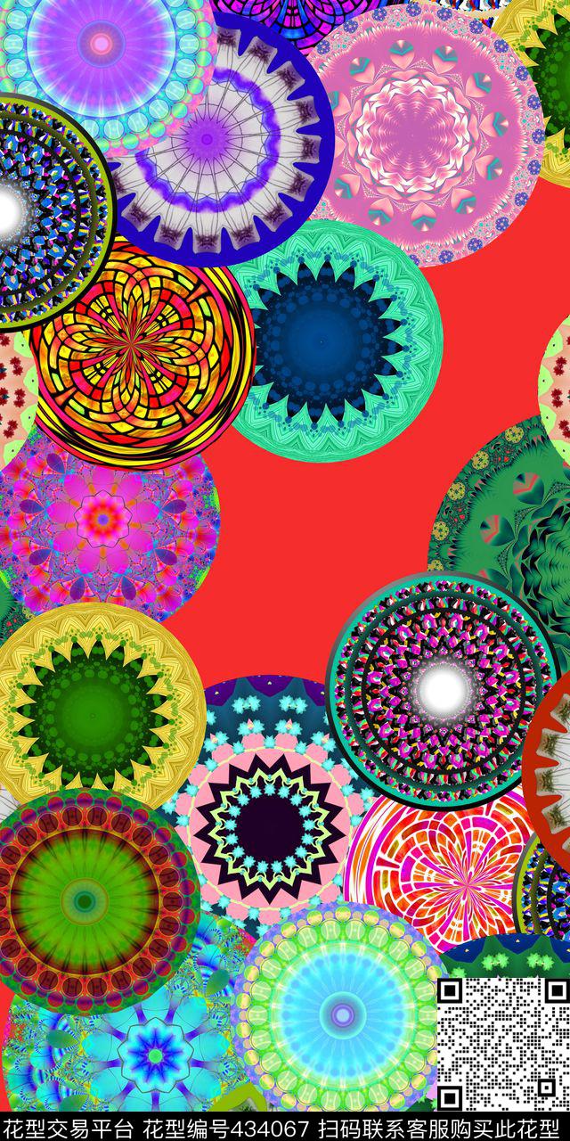 民族风彩色圆形图腾传统印花华亿平台下载（图片编号: 434067） - 瓦栏（Walan）