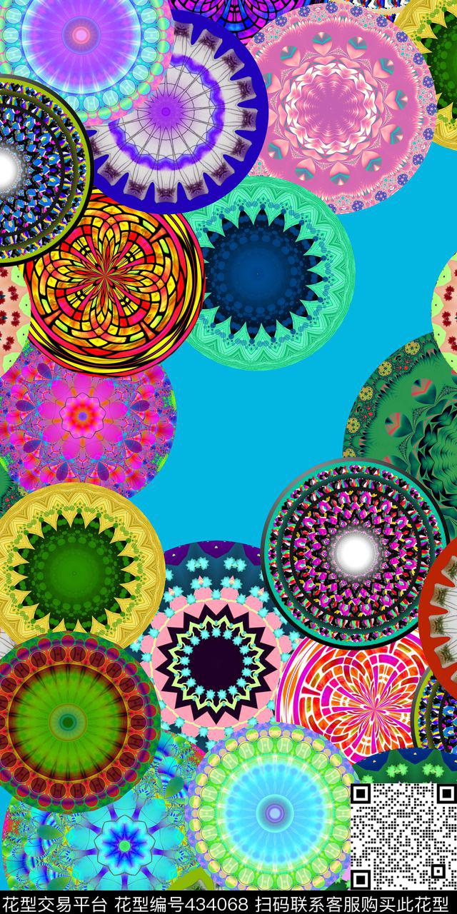 民族风彩色圆形图腾传统印花华亿平台下载（图片编号: 434068） - 瓦栏（Walan）