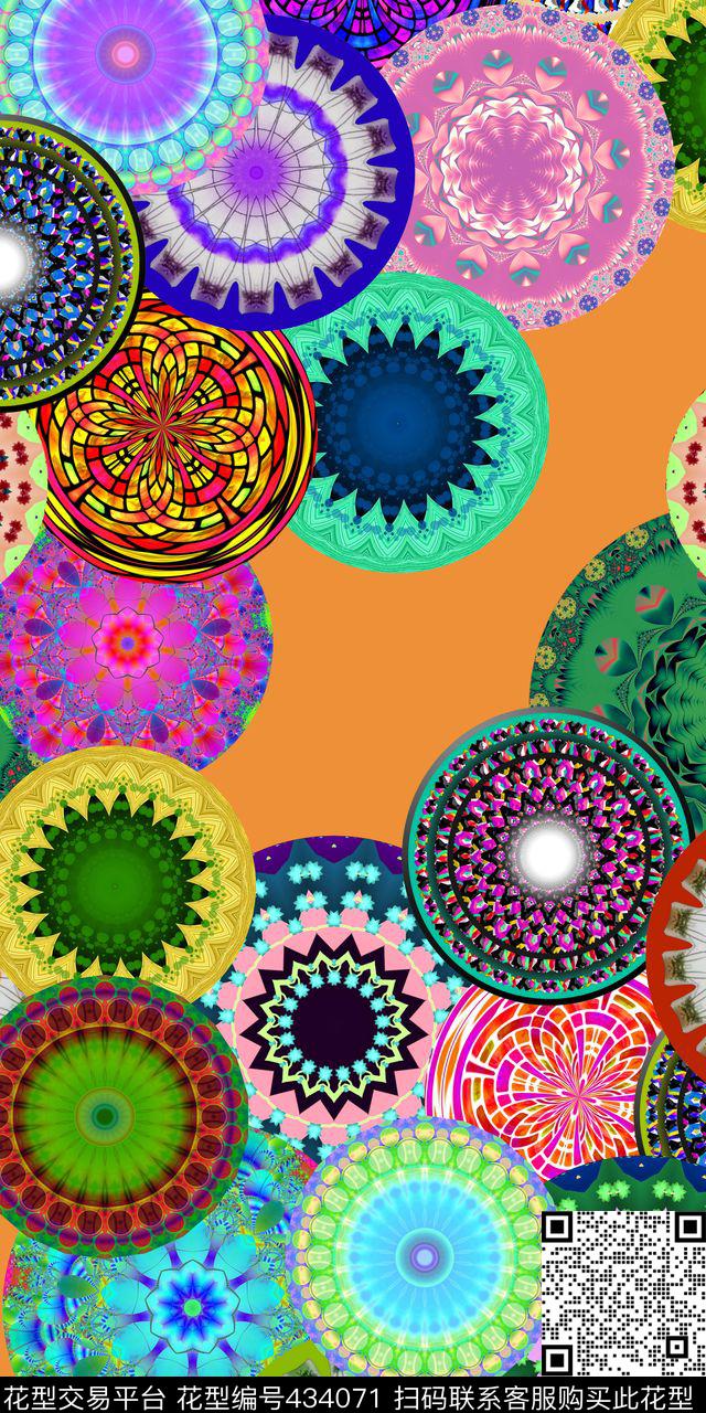 民族风彩色圆形图腾传统印花华亿平台下载（图片编号: 434071） - 瓦栏（Walan）