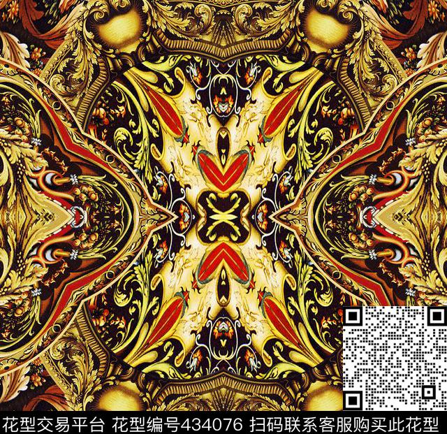 抽象欧美复古数码印花华亿平台下载（图片编号: 434076） - 瓦栏（Walan）