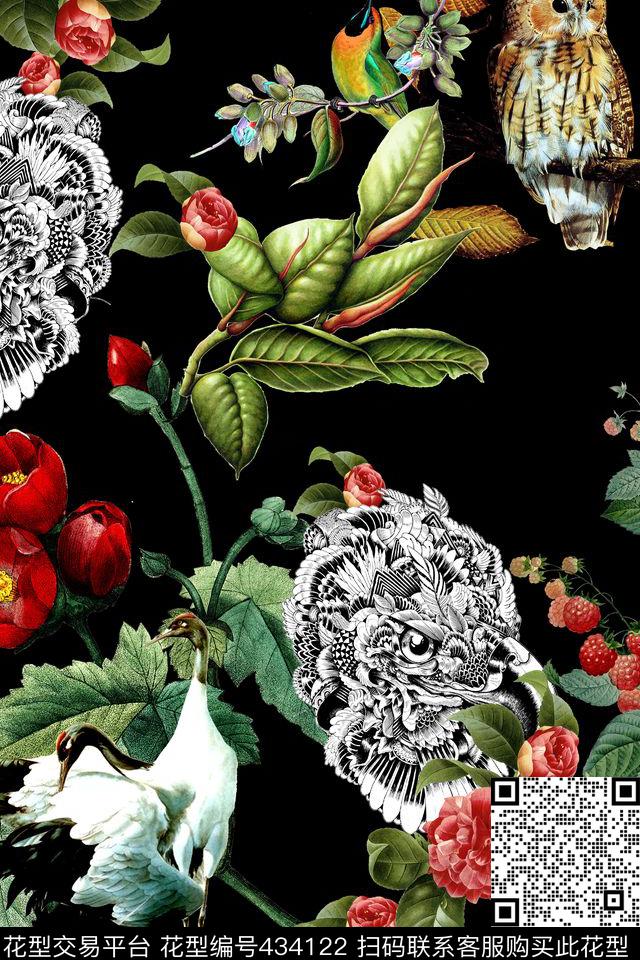 动物果实花卉数码印花华亿平台下载（图片编号: 434122） - 瓦栏（Walan）