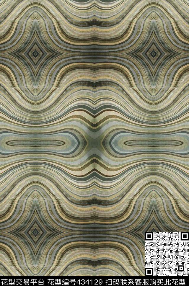 地壳纹波浪纹变异传统印花华亿平台下载（图片编号: 434129） - 瓦栏（Walan）