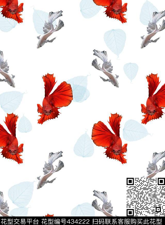 鱼动物海洋传统印花华亿平台下载（图片编号: 434222） - 瓦栏（Walan）