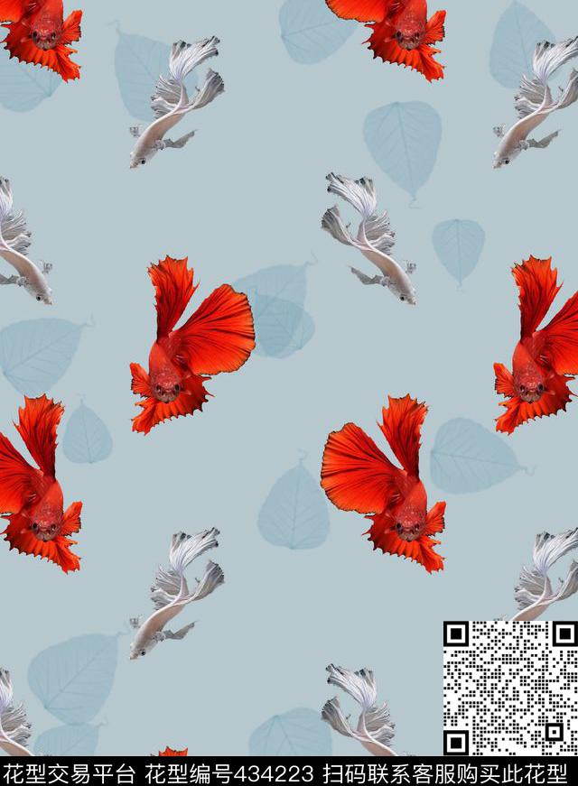 鱼动物海洋传统印花华亿平台下载（图片编号: 434223） - 瓦栏（Walan）