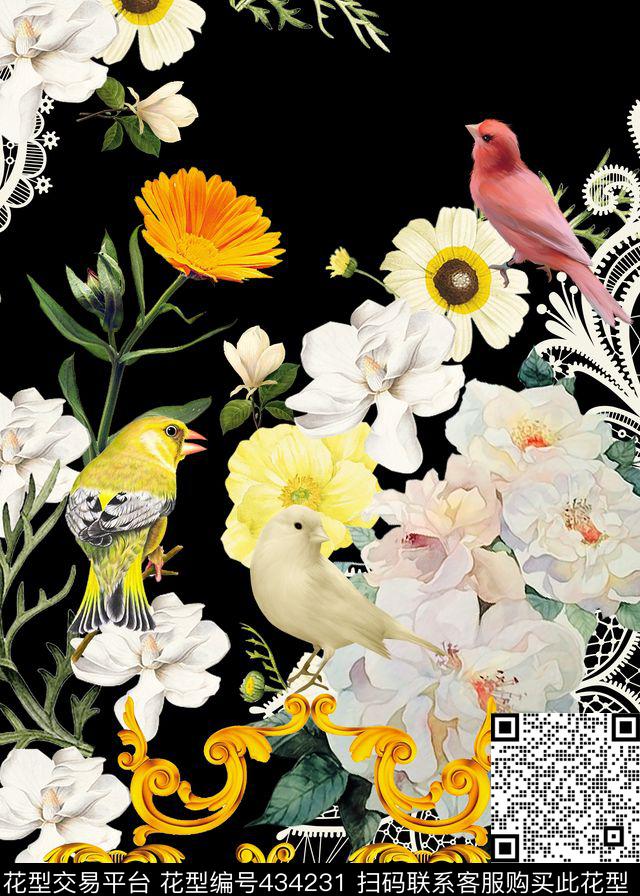 大花金属花边蕾丝花边数码印花华亿平台下载（图片编号: 434231） - 瓦栏（Walan）