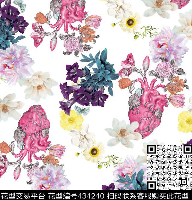个性花卉流行时尚数码印花华亿平台下载（图片编号: 434240） - 瓦栏（Walan）