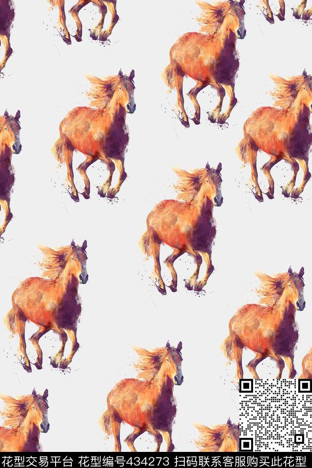 奔跑马油画数码印花华亿平台下载（图片编号: 434273） - 瓦栏（Walan）