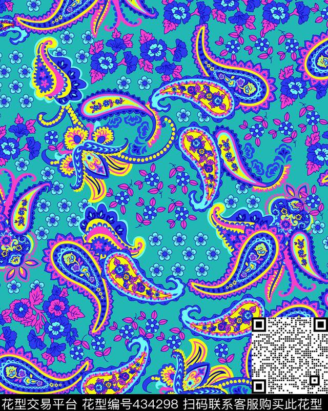 民族腰果花佩斯利时尚泳装传统印花华亿平台下载（图片编号: 434298） - 瓦栏（Walan）