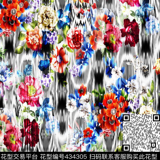 欧式时尚风格手绘花卉简易而又时尚底纹数码印花华亿平台下载（图片编号: 434305） - 瓦栏（Walan）