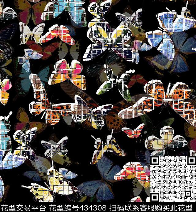 动物个性时尚蝴蝶数码印花华亿平台下载（图片编号: 434308） - 瓦栏（Walan）