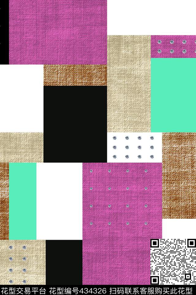 L.D~几何格子条纹方格肌理传统印花华亿平台下载（图片编号: 434326） - 瓦栏（Walan）