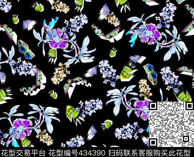 花抽象欧美数码印花华亿平台下载（图片编号: 434390） - 瓦栏（Walan）