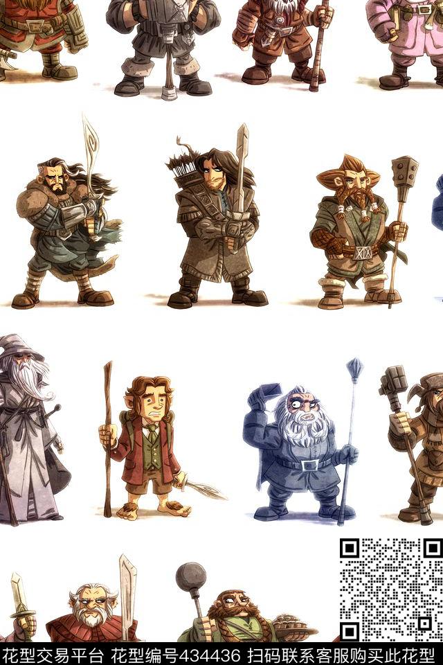 时尚卡通霍比特人数码印花华亿平台下载（图片编号: 434436） - 瓦栏（Walan）