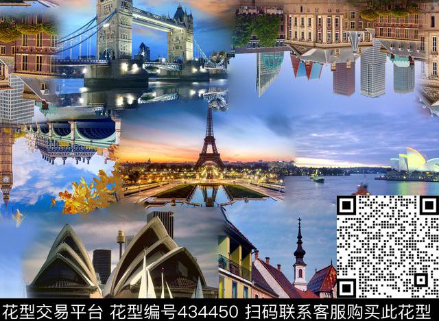 城市夜景建筑类男装数码印花华亿平台下载（图片编号: 434450） - 瓦栏（Walan）