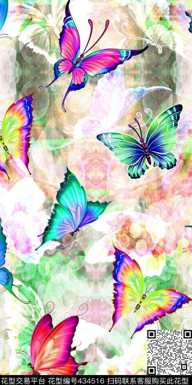 蝴蝶肌理画稿数码炫彩数码印花华亿平台下载（图片编号: 434516） - 瓦栏（Walan）