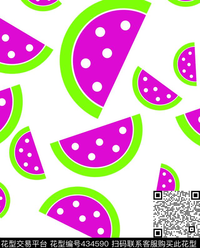 好吃水果西瓜传统印花华亿平台下载（图片编号: 434590） - 瓦栏（Walan）