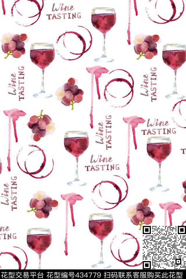 水彩抽象葡萄酒传统印花华亿平台下载（图片编号: 434779） - 瓦栏（Walan）