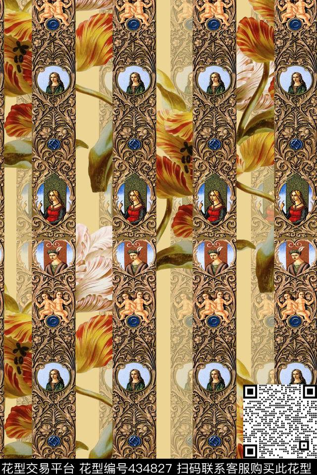 欧式古典金属花纹油画数码印花华亿平台下载（图片编号: 434827） - 瓦栏（Walan）