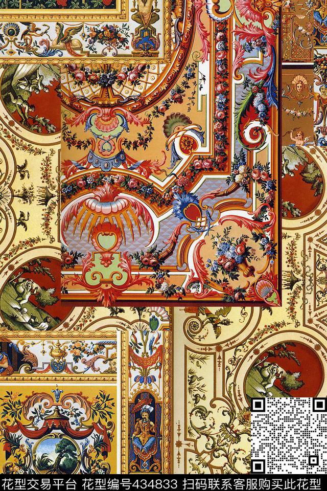 欧式宫廷拼图欧式复古数码印花华亿平台下载（图片编号: 434833） - 瓦栏（Walan）