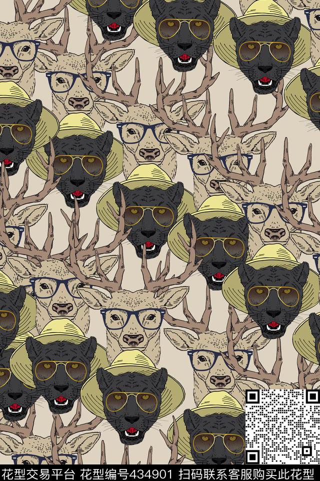 创意动物头都市传统印花华亿平台下载（图片编号: 434901） - 瓦栏（Walan）