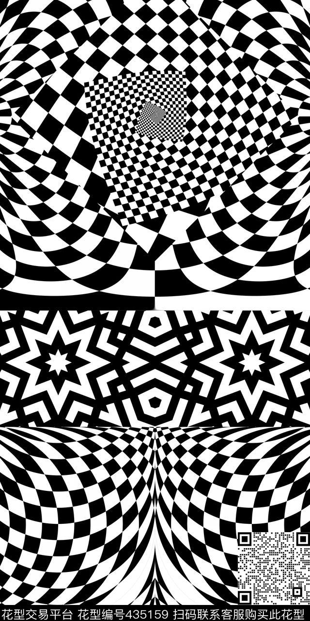 几何黑白波普传统印花华亿平台下载（图片编号: 435159） - 瓦栏（Walan）