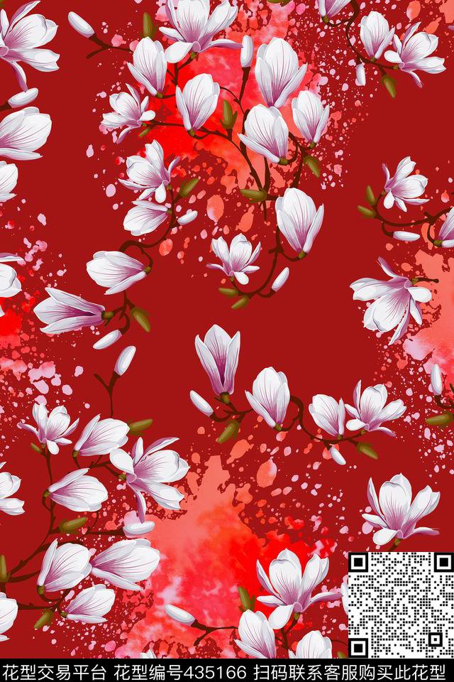 半身裙花卉连衣裙数码印花华亿平台下载（图片编号: 435166） - 瓦栏（Walan）