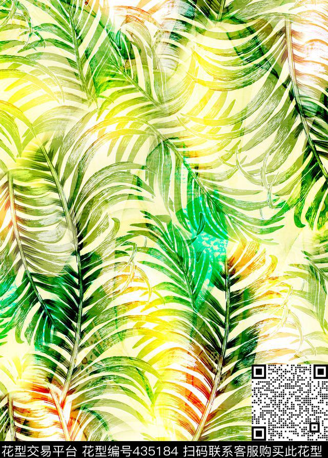 树叶植物炫彩植物植物数码印花华亿平台下载（图片编号: 435184） - 瓦栏（Walan）
