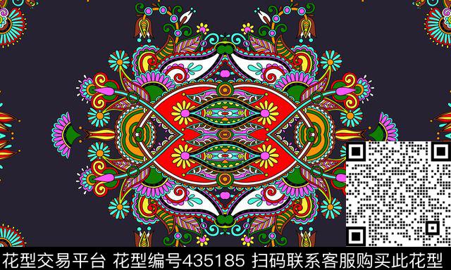 定位花民族佩兹利传统印花华亿平台下载（图片编号: 435185） - 瓦栏（Walan）