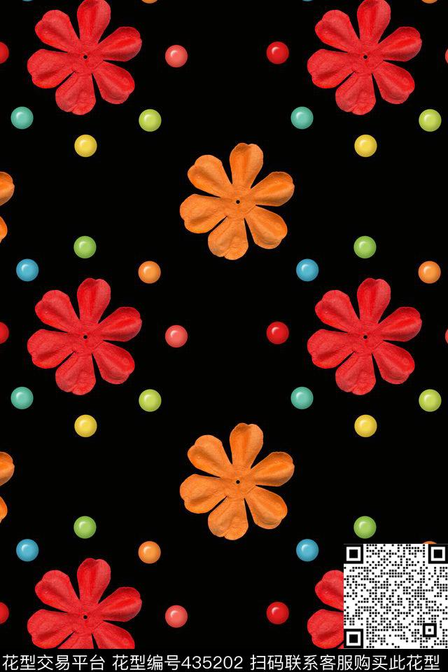 简约清新宝石小花大花花卉小碎花数码印花华亿平台下载（图片编号: 435202） - 瓦栏（Walan）