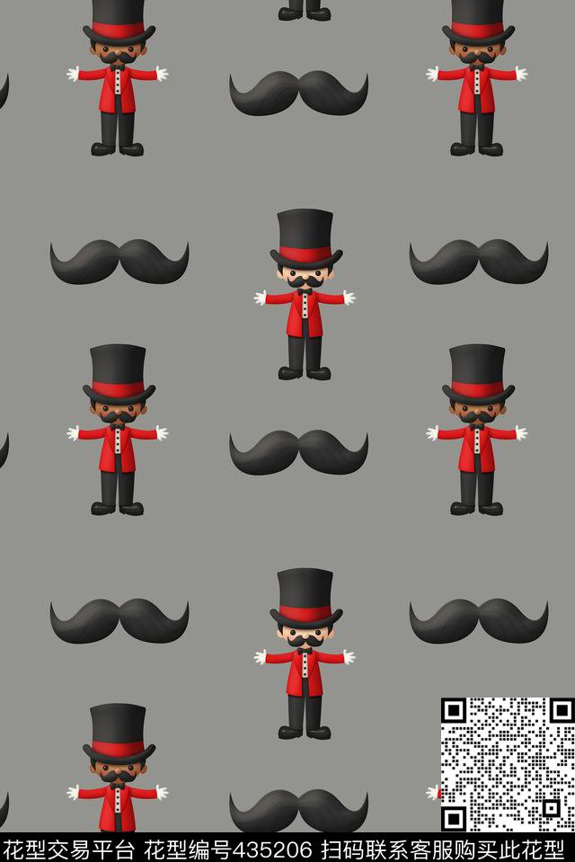时尚潮流英伦卡通胡子任务大胡子卡通数码印花华亿平台下载（图片编号: 435206） - 瓦栏（Walan）
