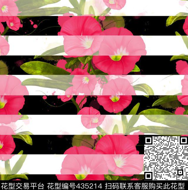 花卉手绘现代风格传统印花华亿平台下载（图片编号: 435214） - 瓦栏（Walan）