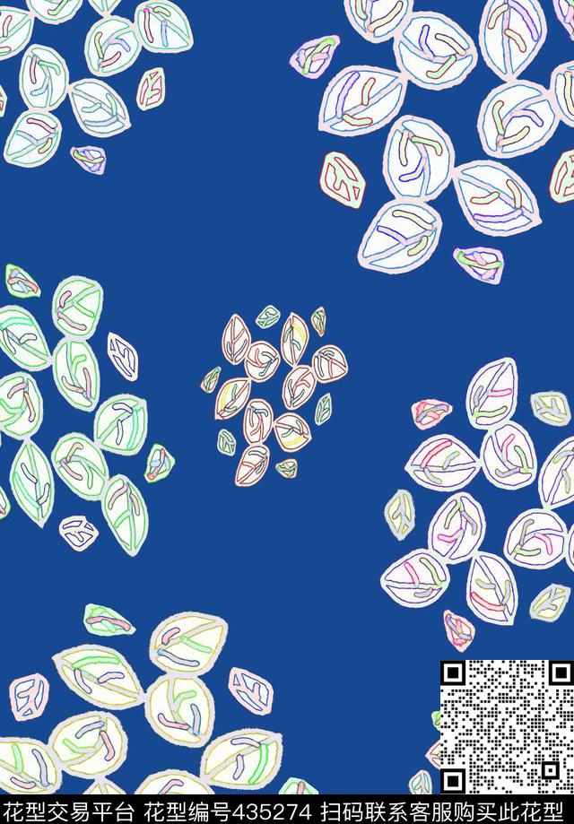 手绘涂鸦图案多色花卉传统印花华亿平台下载（图片编号: 435274） - 瓦栏（Walan）