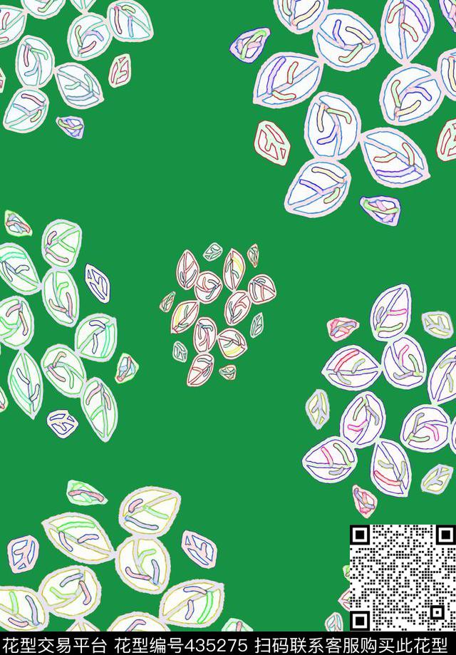 手绘涂鸦图案多色花卉传统印花华亿平台下载（图片编号: 435275） - 瓦栏（Walan）