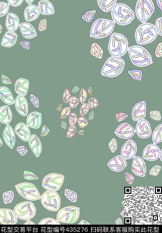 手绘涂鸦图案多色花卉传统印花华亿平台下载（图片编号: 435276） - 瓦栏（Walan）