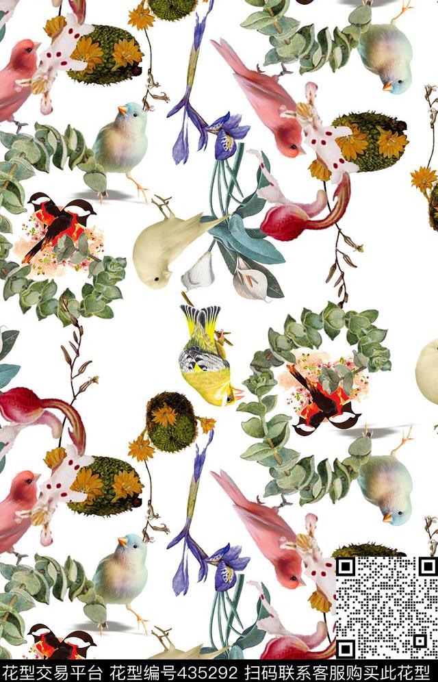 插画复古流行时尚数码印花华亿平台下载（图片编号: 435292） - 瓦栏（Walan）