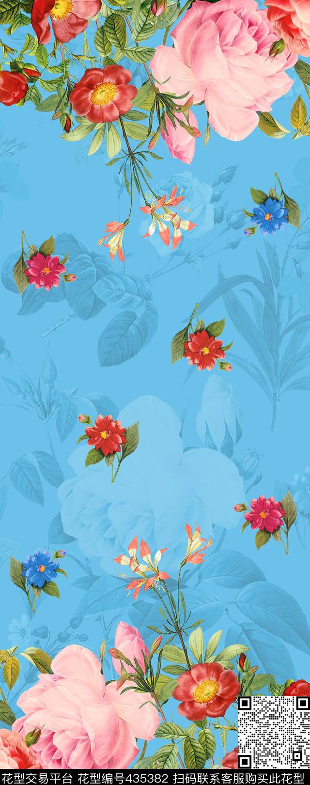 数码定位花卉玫瑰花花卉数码印花华亿平台下载（图片编号: 435382） - 瓦栏（Walan）