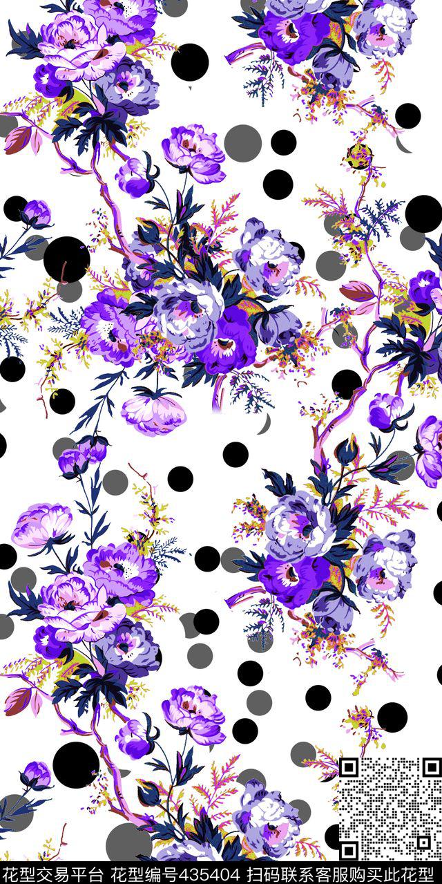 花卉四方连续田园风数码印花华亿平台下载（图片编号: 435404） - 瓦栏（Walan）