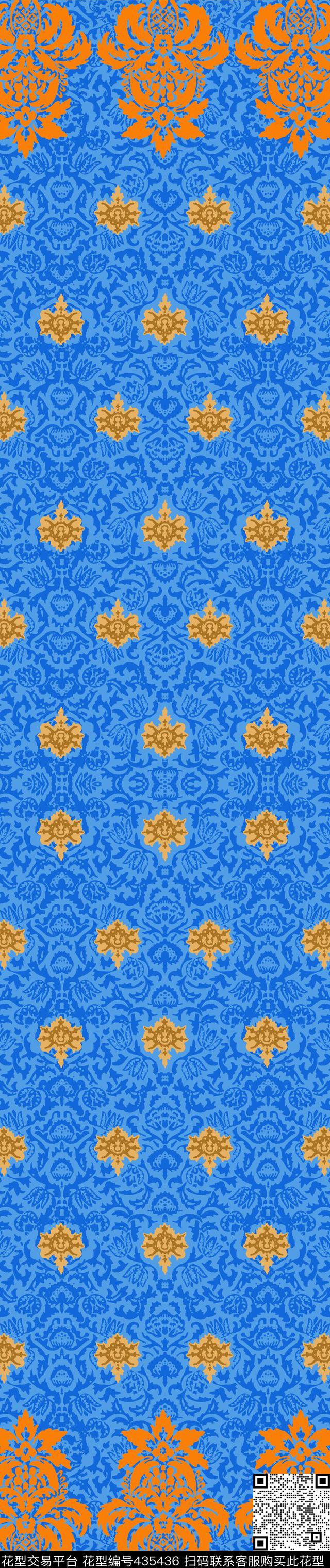 传统印花民族几何双边定位印花传统印花华亿平台下载（图片编号: 435436） - 瓦栏（Walan）