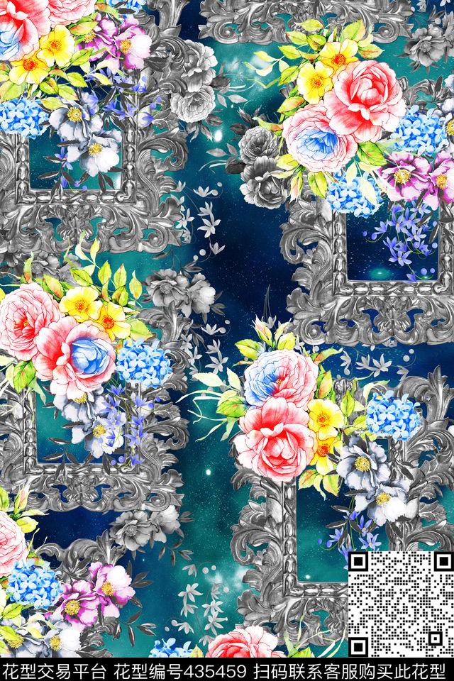 欧式相框L.D~花卉数码印花华亿平台下载（图片编号: 435459） - 瓦栏（Walan）