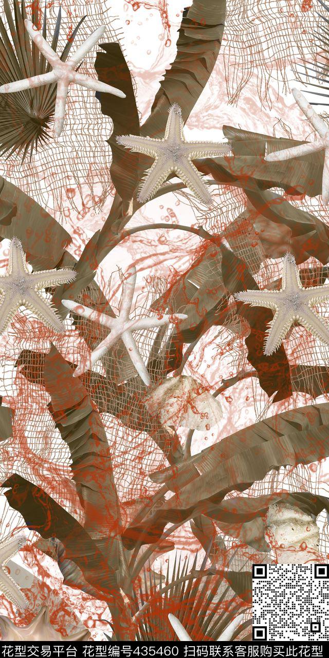 海洋风海星芭蕉数码印花华亿平台下载（图片编号: 435460） - 瓦栏（Walan）