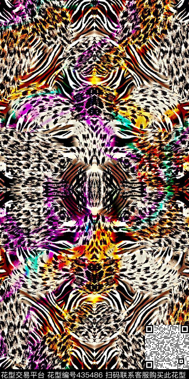 豹纹彩色动物纹数码印花华亿平台下载（图片编号: 435486） - 瓦栏（Walan）