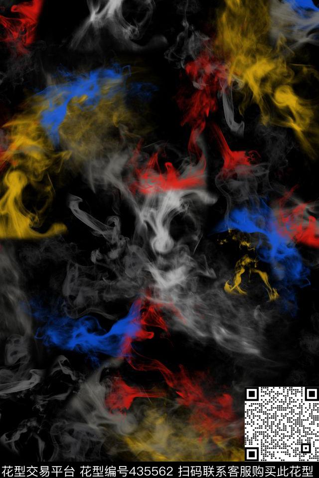 时尚简约抽象彩色烟雾得意之作数码印花华亿平台下载（图片编号: 435562） - 瓦栏（Walan）