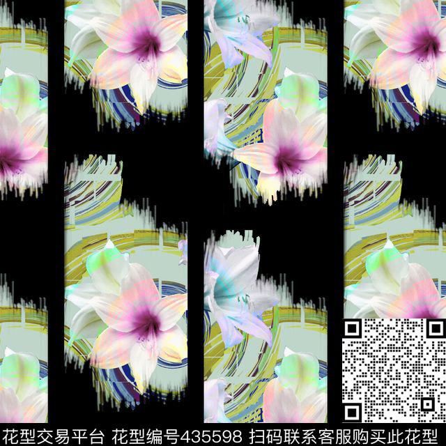 抽象复古花瓣数码印花华亿平台下载（图片编号: 435598） - 瓦栏（Walan）