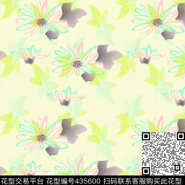 花卉黄色清新传统印花华亿平台下载（图片编号: 435600） - 瓦栏（Walan）