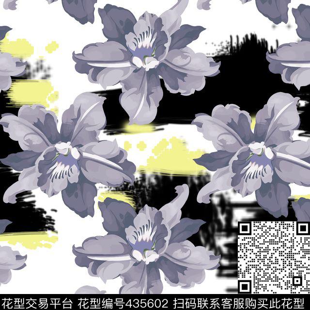 花卉手绘水彩传统印花华亿平台下载（图片编号: 435602） - 瓦栏（Walan）