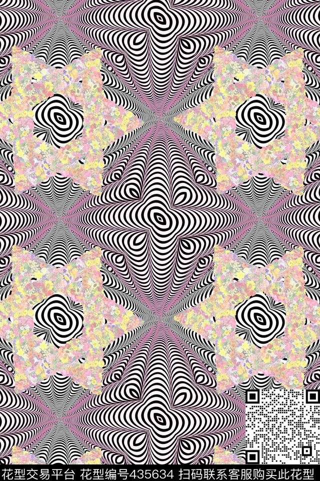 抽象几何花花花数码印花华亿平台下载（图片编号: 435634） - 瓦栏（Walan）
