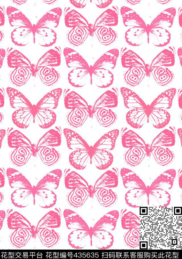 粉色蝴蝶欧美大牌淑女范传统印花华亿平台下载（图片编号: 435635） - 瓦栏（Walan）